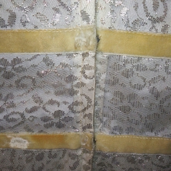 Vintage 1950's Handmade Silver Lace & Ivory Velvet Sleeveless Skater Style Dress - Picture 7 of 14